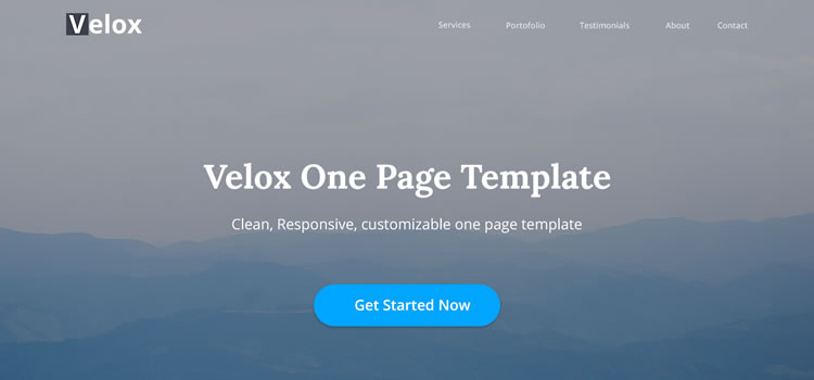 Velox – Free Html5 Portfolio One Page Template
