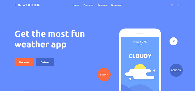 Weather Apps – Landing Page Free Bootstrap Temmplate