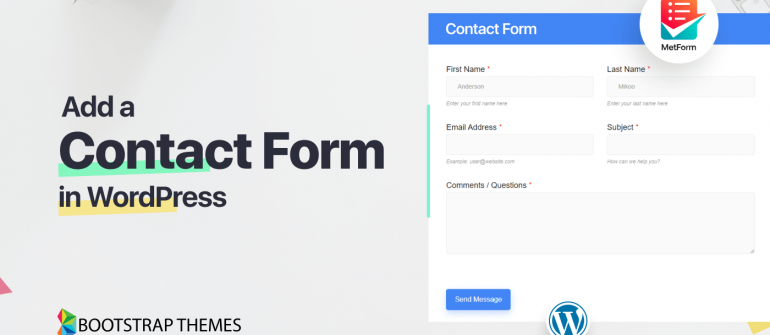 How to add contact form in WordPress using MetForm