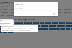 Bootstrap Modal and popover with Velocity.js animation