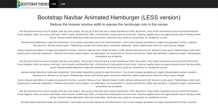 Bootstrap Navbar Animated Hamburger (LESS)