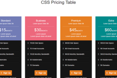 ColorFull Bootstrap Pricing Table