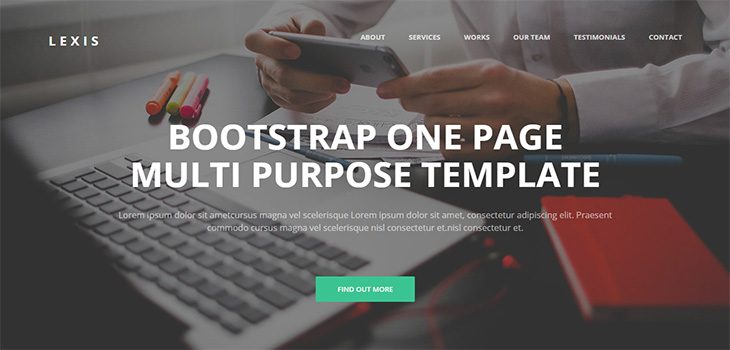Lexis – Free responsive HTML5 Bootstrap One Page template