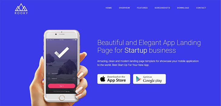 Rooky – Free responsive HTML5 Bootstrap App template