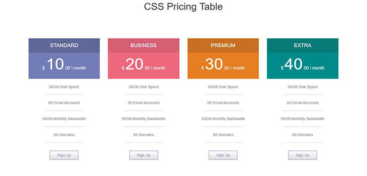 bootstrap border templates Pricing Bootstrap Simple   Themes BorderLess Table Bootstrap