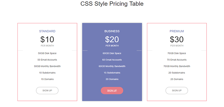 Bootstrap Simple Pricing Table | Bootstrap Themes