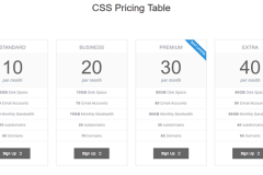 Simple Bootstrap Pricing Table