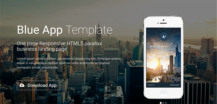 Blue App – Free One page Responsive HTML5 parallax Bootstrap Template