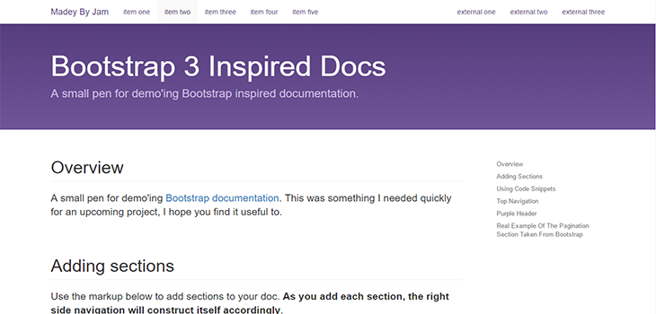 Bootstrap 3 inspired docs