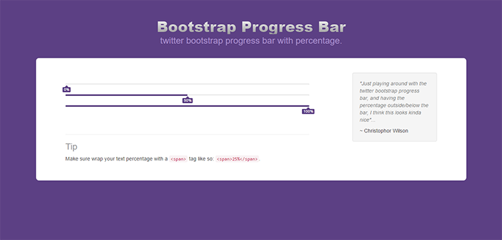 Bootstrap Progress Bar Percentage