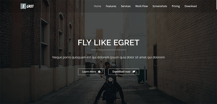Egret – HTML5 Bootstrap landing page