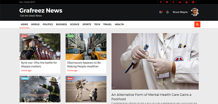 River – Free Bootstrap Template for News