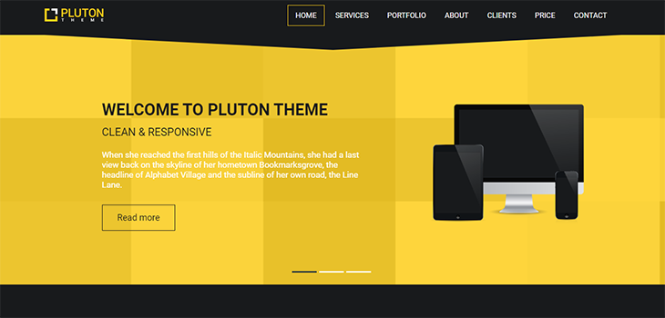 Pluton – Bootstrap Free Single Page Bootstrap Html Template
