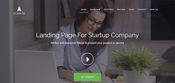 Startr – Free Startup Landing page Template
