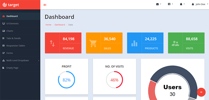Target Free Responsive Bootstrap Admin Template