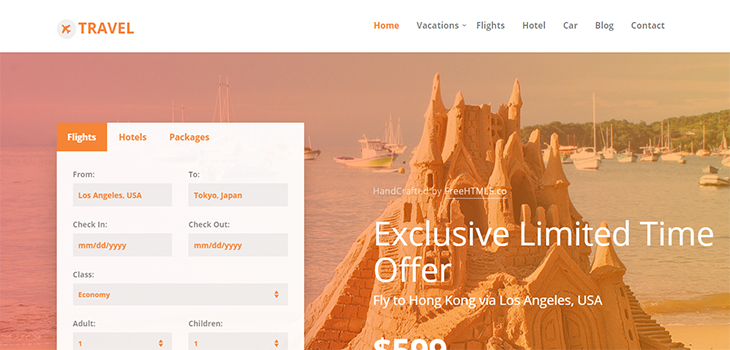 Travel Free HTML5 Bootstrap Template